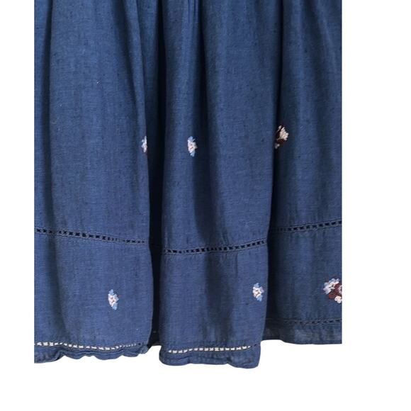 Free People Counting Daisies Embroidered Off-The-Shoulder Navy Dress—Size XS - Picture 6 of 8